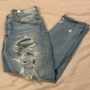 H&M boyfriend ripped jeans with button fly